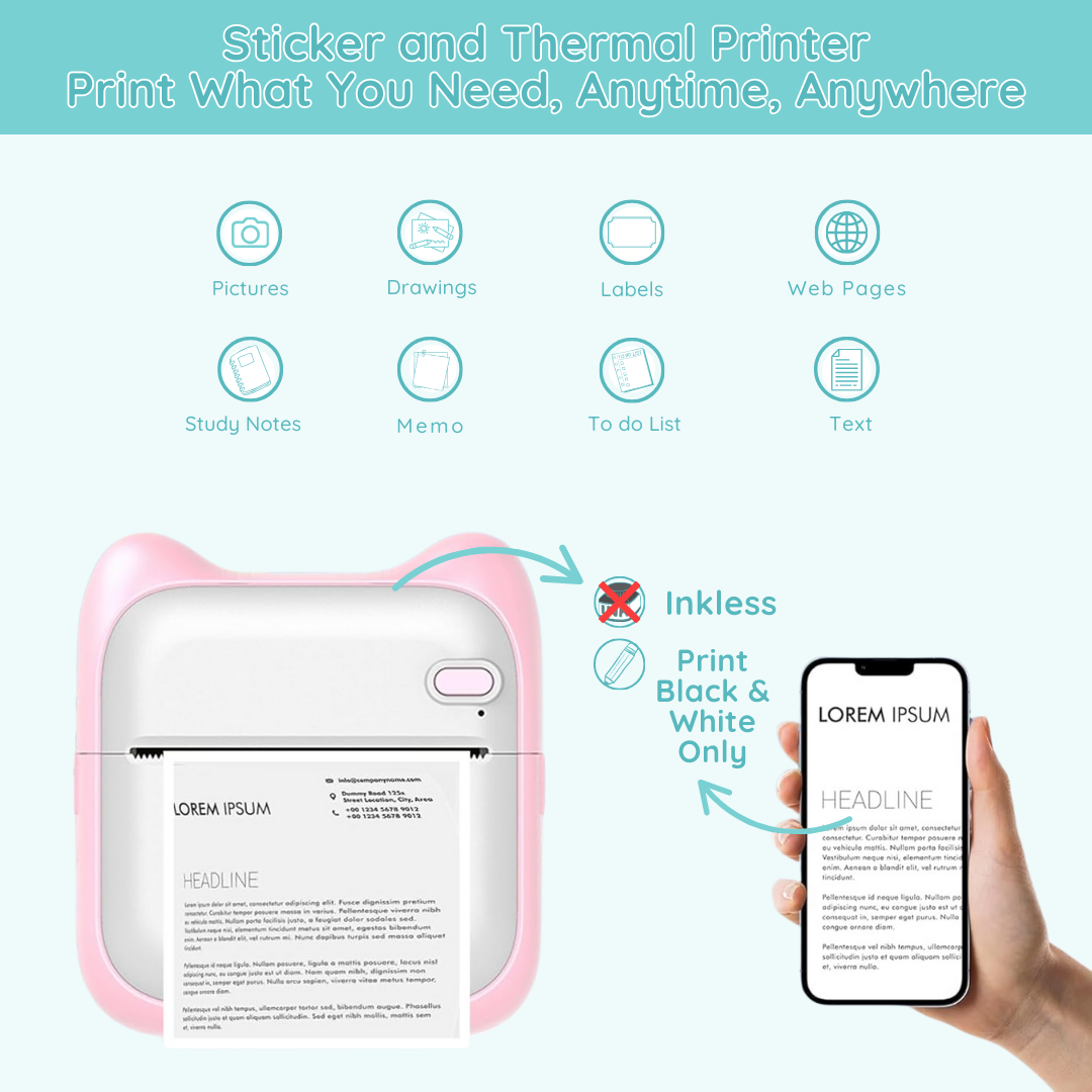 PocketPrint Mini Portable Inkless Thermal Printer